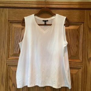 Eileen Fisher White Vneck Tank Top